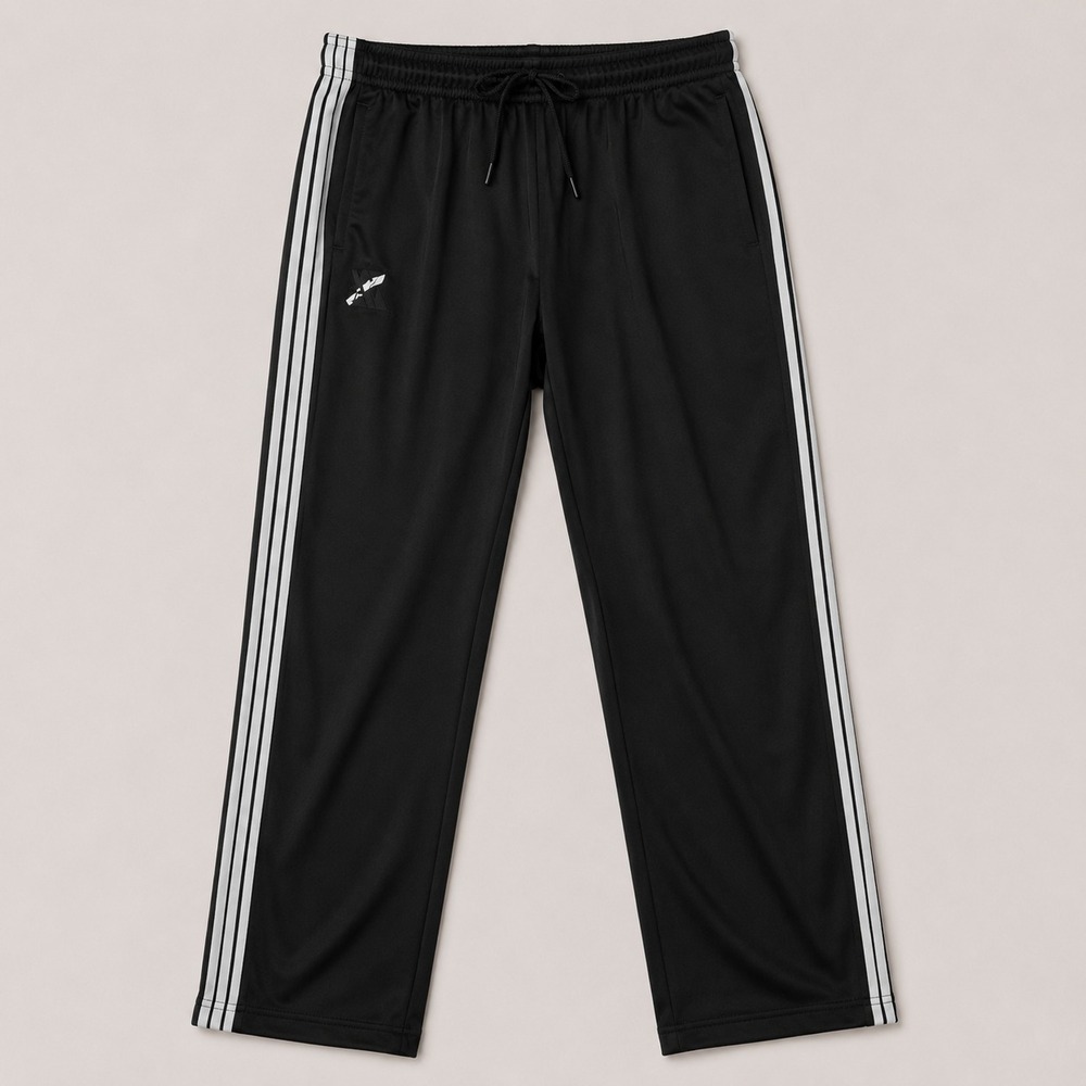 Guess Mens Track Pants Medium Black Gray Stripe Athletic Joggers Drawstring